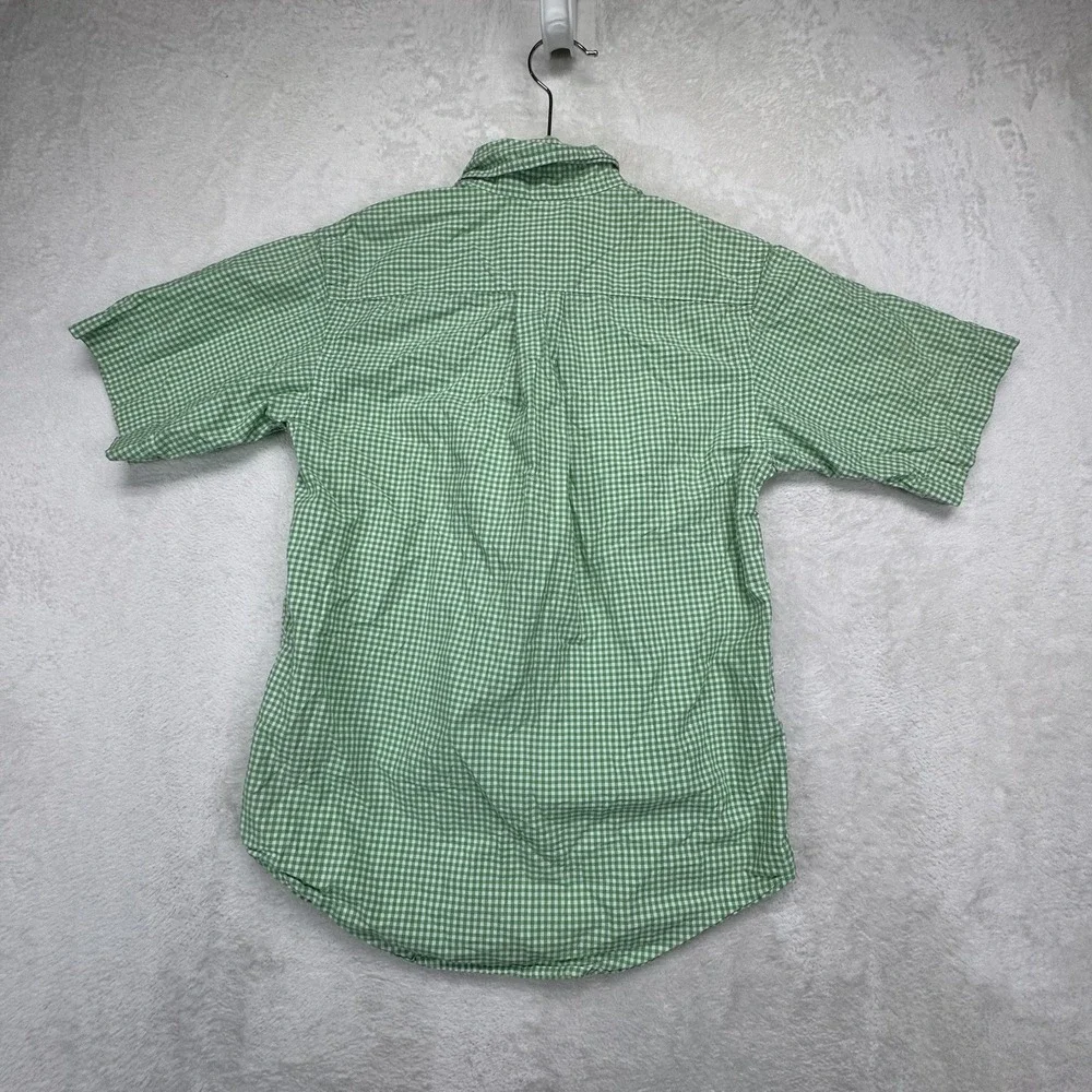 Ralph Lauren Button Shirt Boys S 8 Green Gingham Pony‎ Short Sleeve Preppy